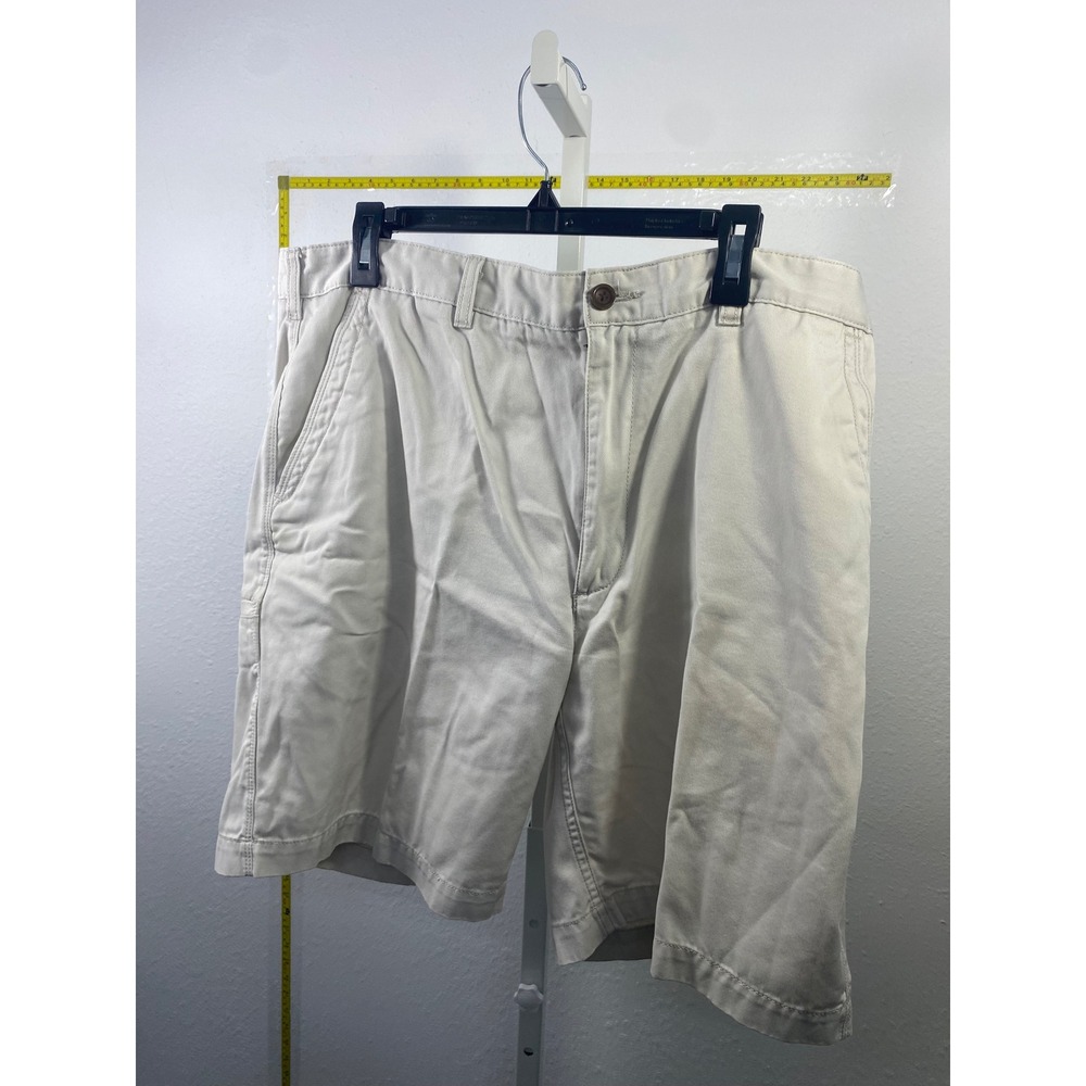 Mens Stone Beige Chino Utility Shorts Size‎ 38 Cotton Blend Flat Front Casual